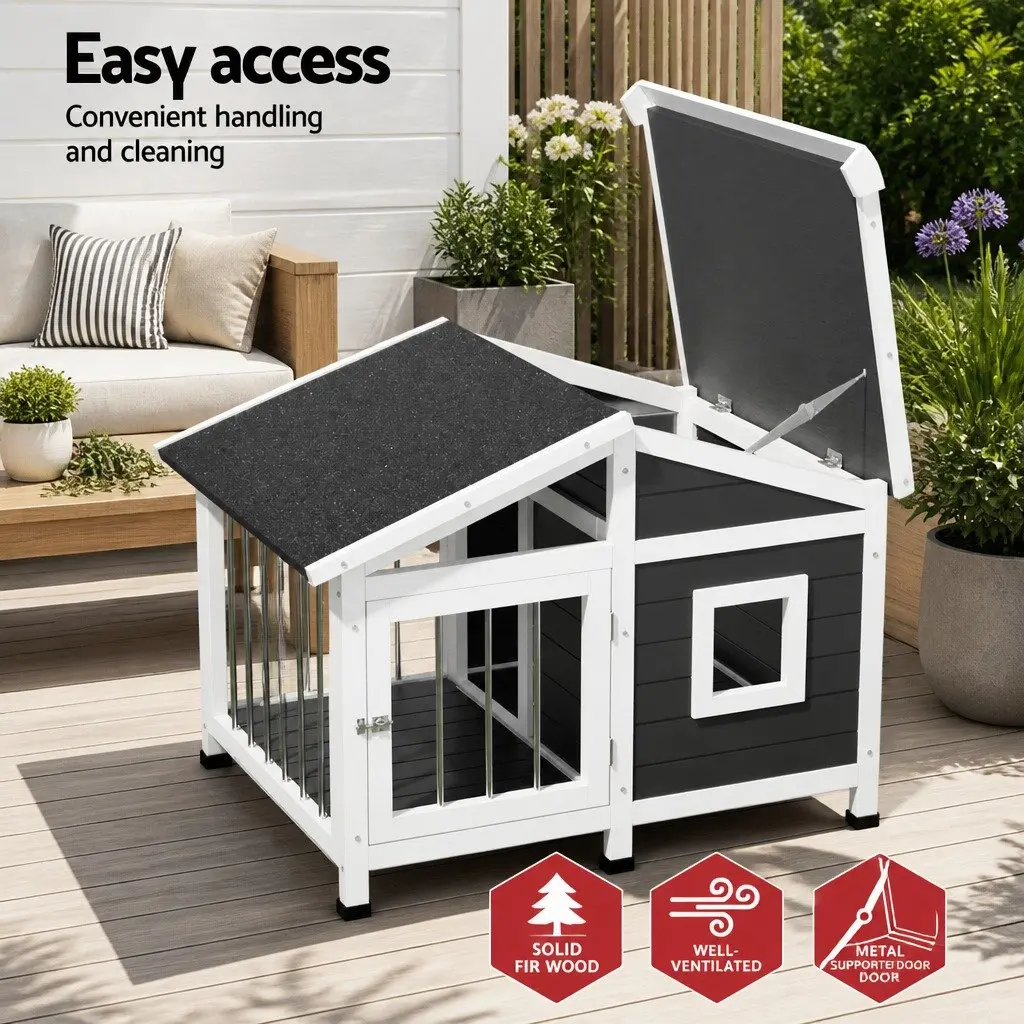 Dog Kennel House Large Wooden Outdoor Indoor Puppy Cabin Pet Home Shelter