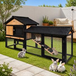 Practical Wooden Hutch for Chickens and Rabbits at Home 165cm