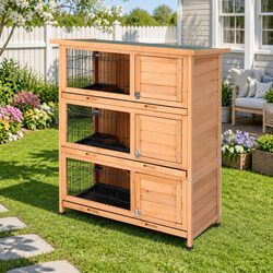 Practical 3-Tier Hutch for Rabbits and Chickens