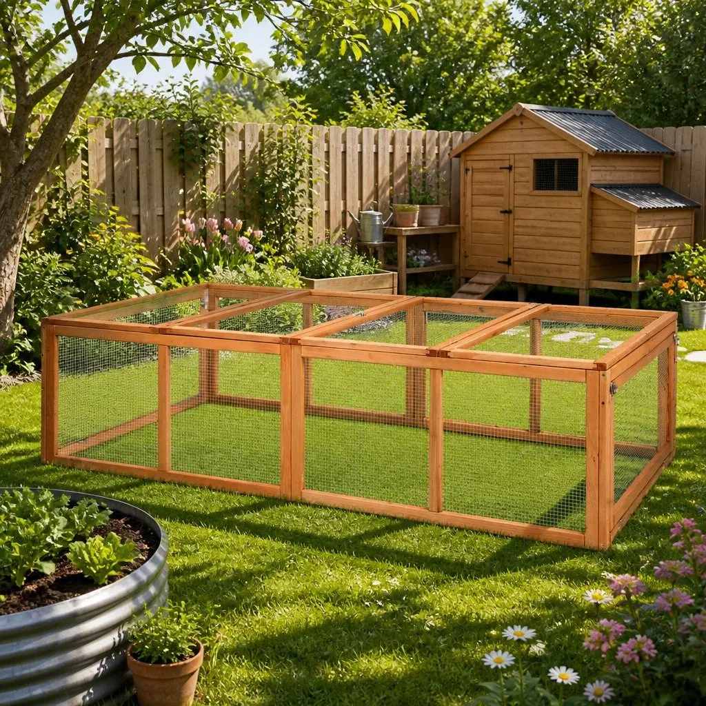 Wooden Chicken Coop Rabbit Hutch 180cm Fir Wood Nature Wood Extra Large Run Hen Cage Enclosure