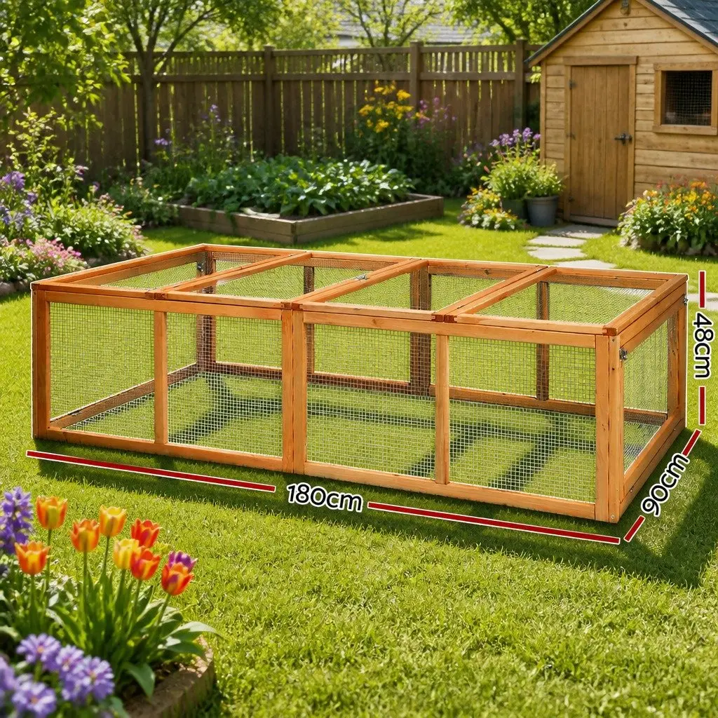Wooden Chicken Coop Rabbit Hutch 180cm Fir Wood Nature Wood Extra Large Run Hen Cage Enclosure