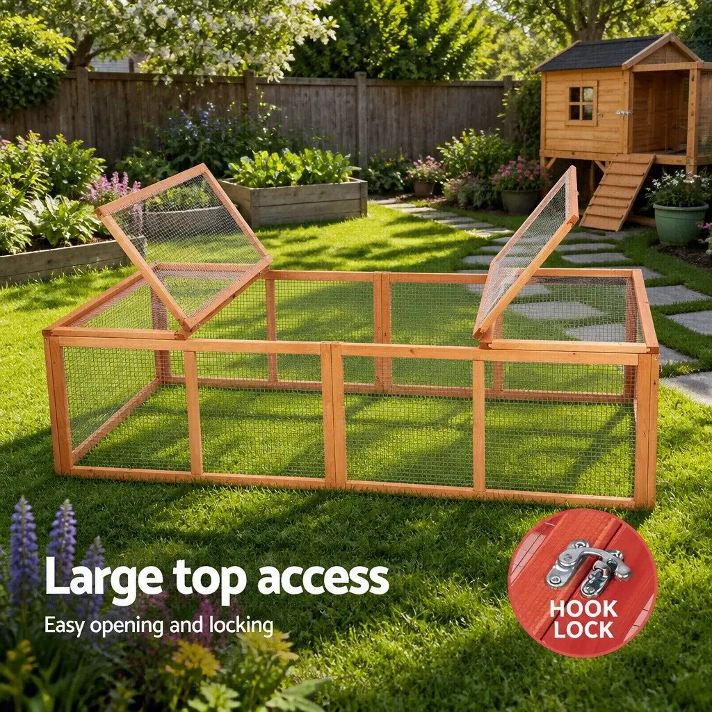 Wooden Chicken Coop Rabbit Hutch 180cm Fir Wood Nature Wood Extra Large Run Hen Cage Enclosure