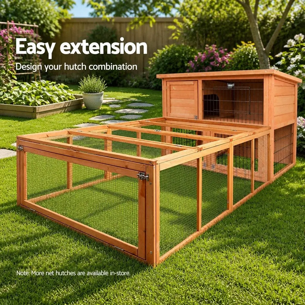 Wooden Chicken Coop Rabbit Hutch 180cm Fir Wood Nature Wood Extra Large Run Hen Cage Enclosure