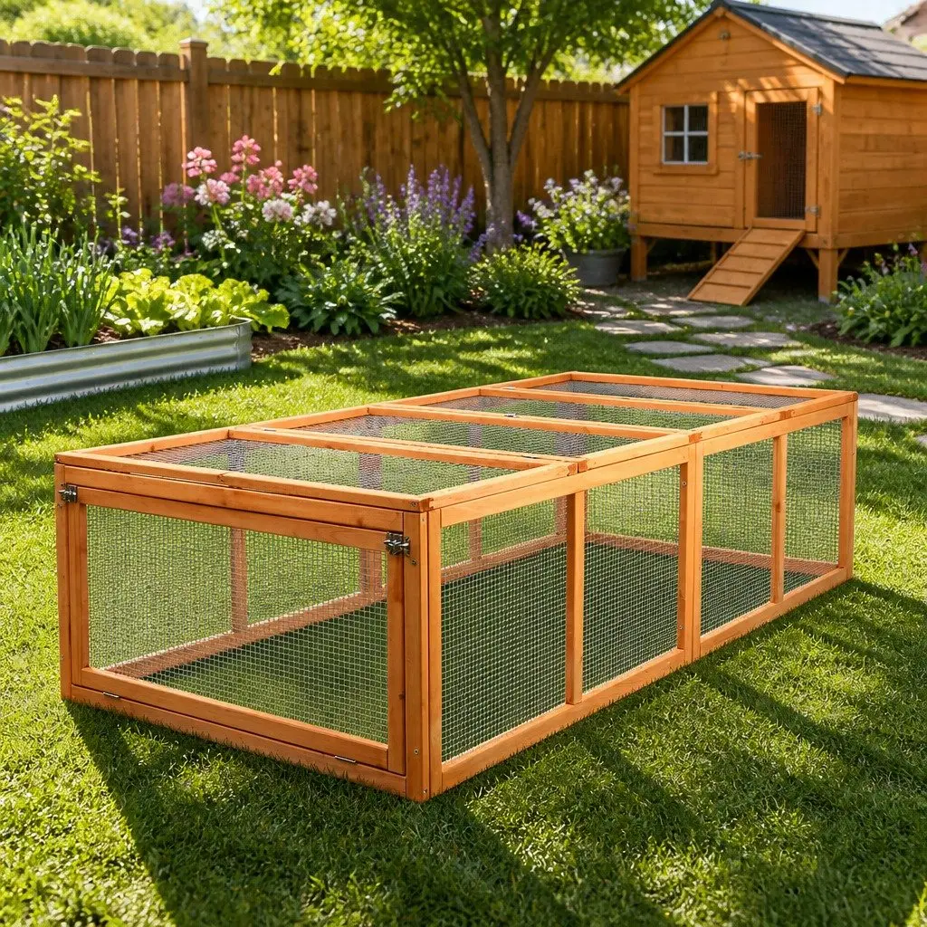 Wooden Chicken Coop Rabbit Hutch 180cm Fir Wood Nature Wood Extra Large Run Hen Cage Enclosure