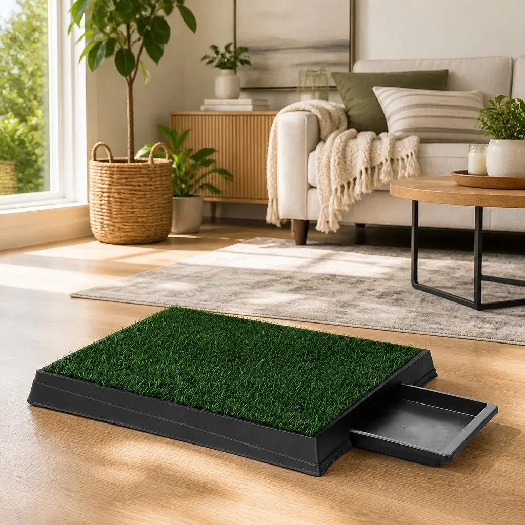 Large Portable Dog Training Tray Synthetic Grass Mat Indoor Outdoor for Puppies and Senior Dogs