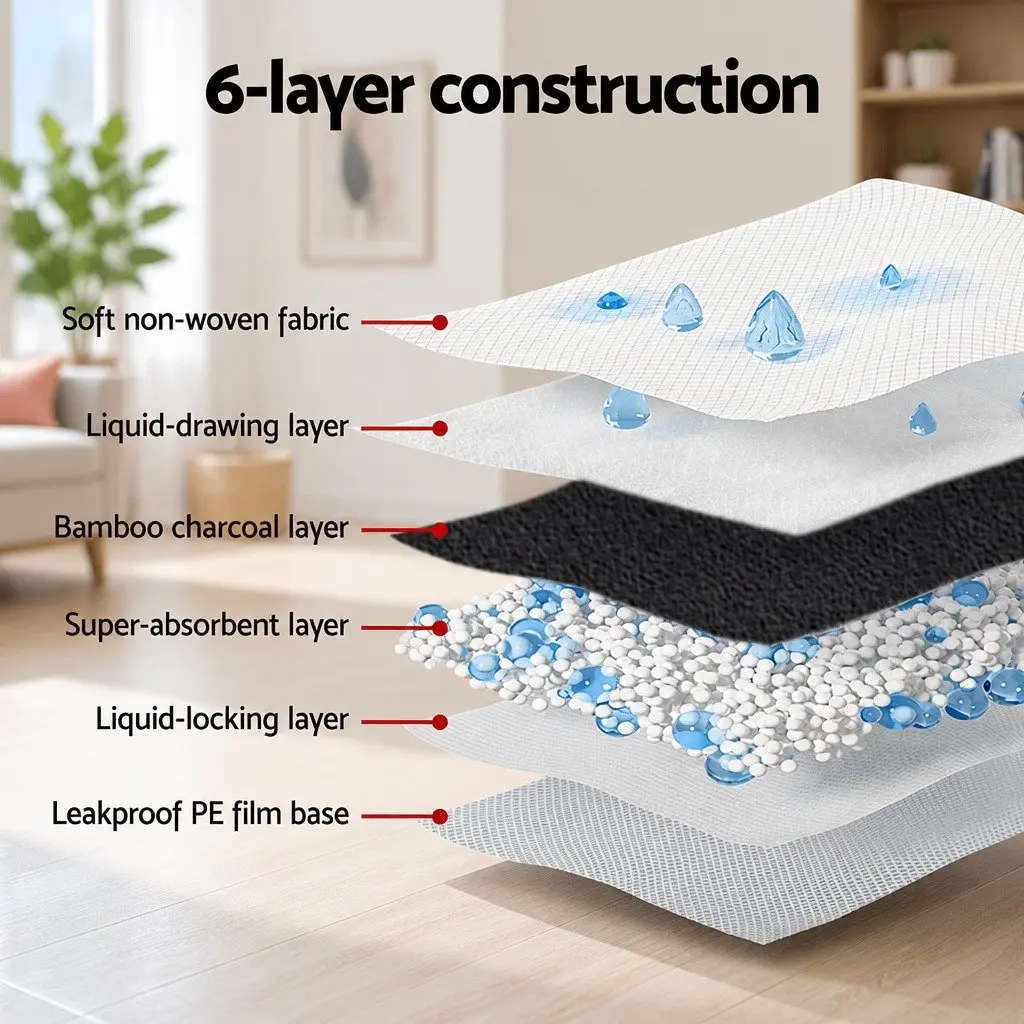 Indoor Pet Training Pads Absorbent Grey 60x60cm 400 Pieces Six Layers