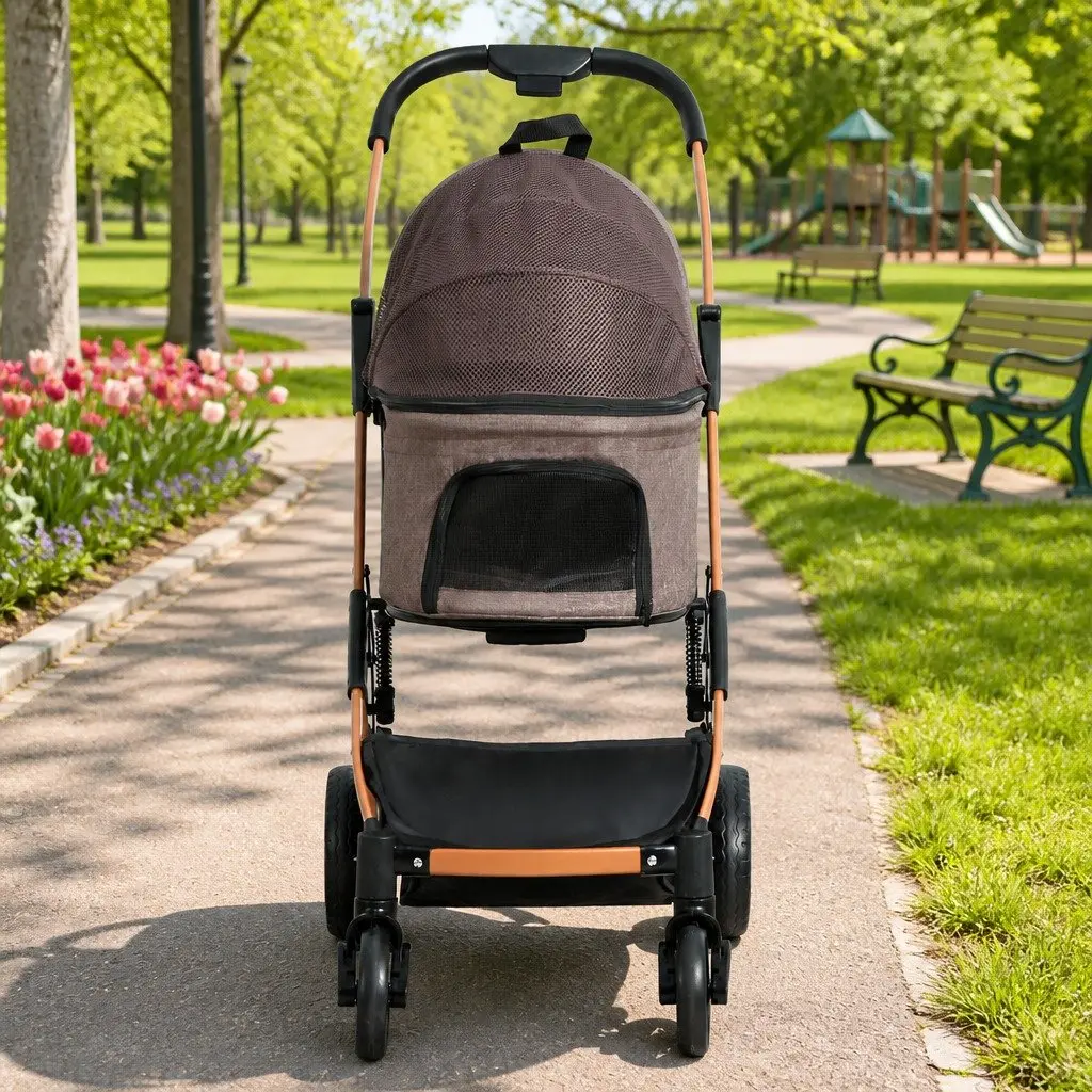 Pet Stroller Aluminium Alloy Steel 80cm x 51cm x 104cm Brown