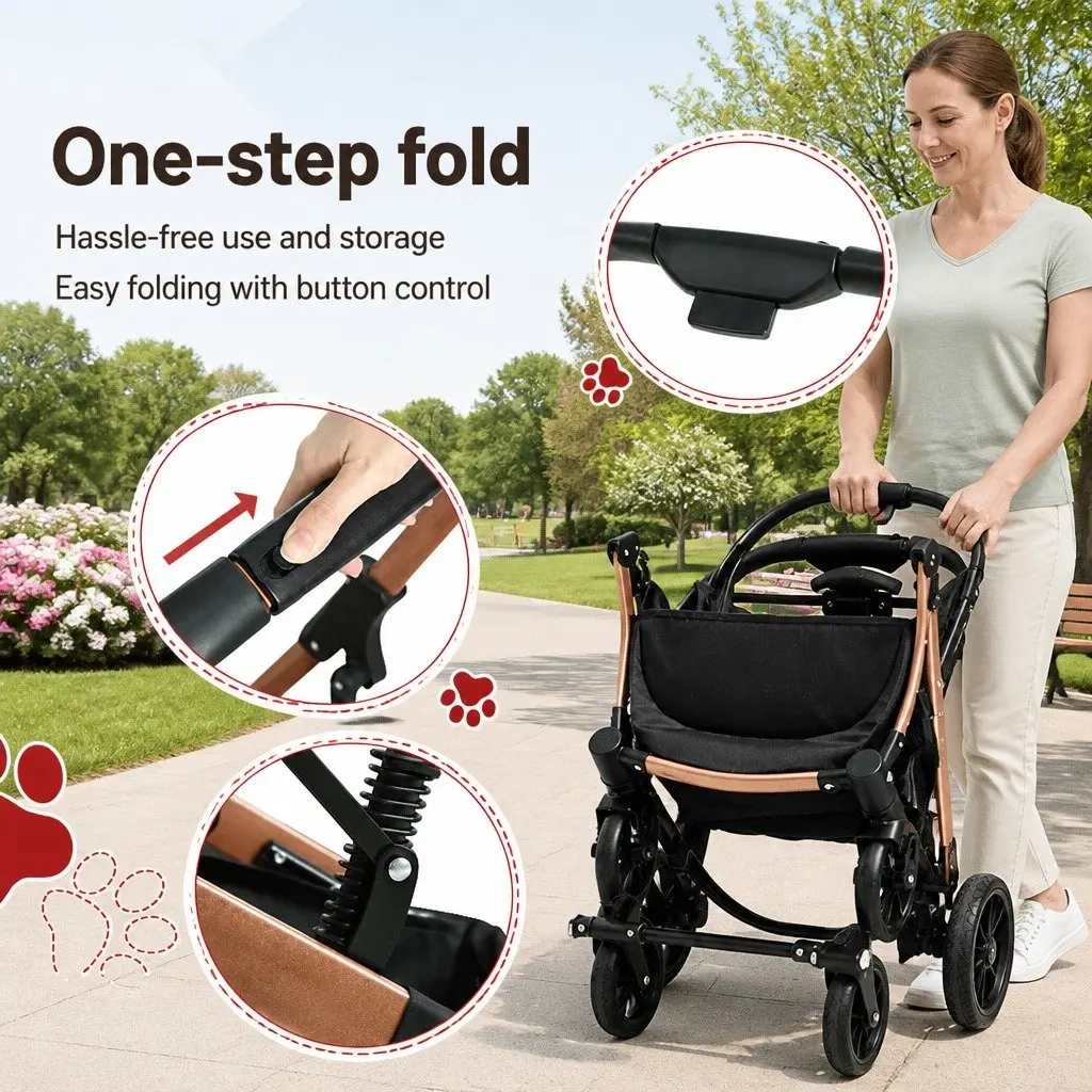 Pet Stroller Aluminium Alloy Steel 80cm x 51cm x 104cm Brown