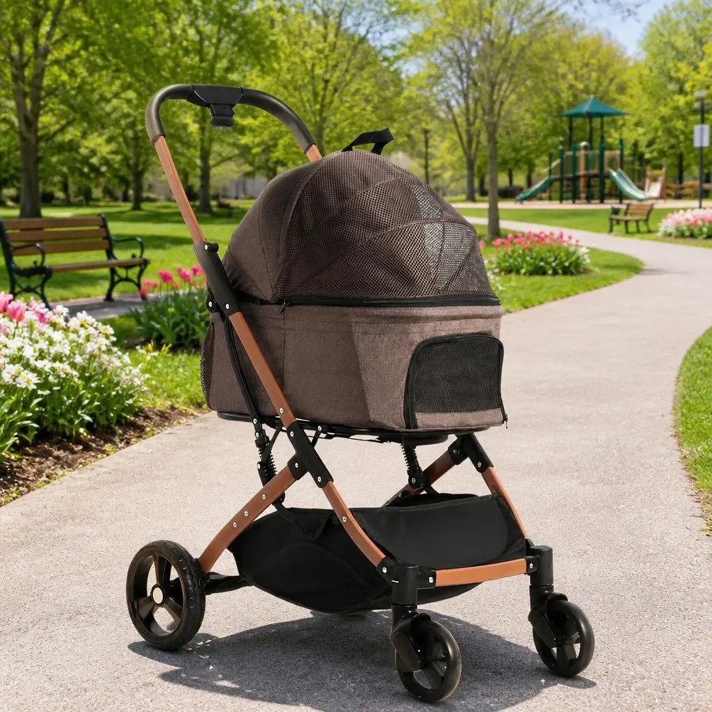 Pet Stroller Aluminium Alloy Steel 80cm x 51cm x 104cm Brown