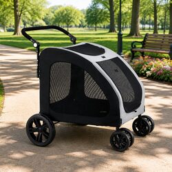 Pet Stroller Dog Pram Cat Carrier Travel Foldable 4 Wheels Trolley Spacious