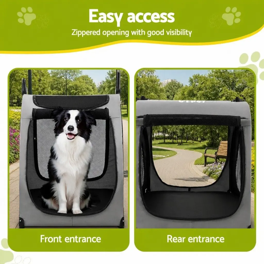 Pet Stroller Foldable Steel Pipe 4 Wheels Spacious Black or White