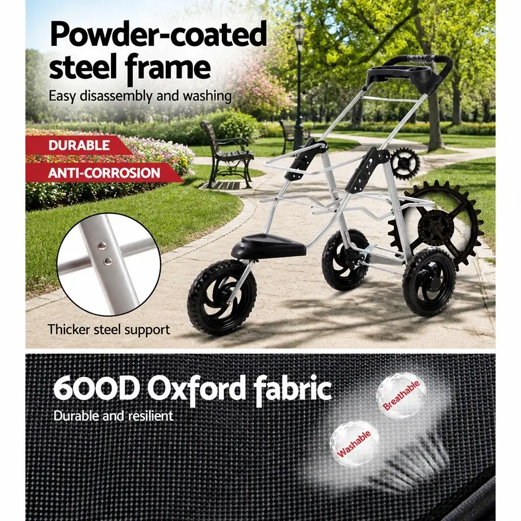 Pet Stroller Foldable 3 Wheels Black 110 cm L x 56 cm W x 109 cm H