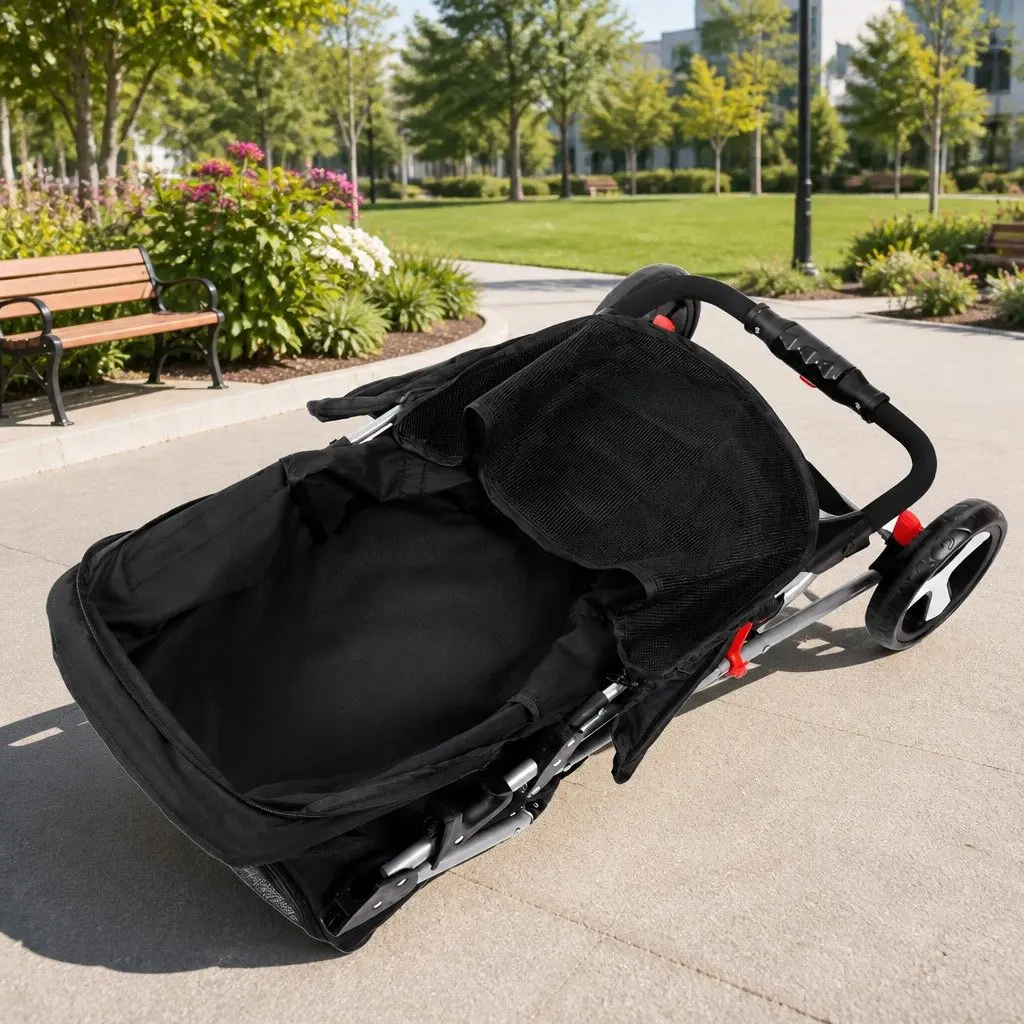 Pet Stroller Foldable 3 Wheel Large Black