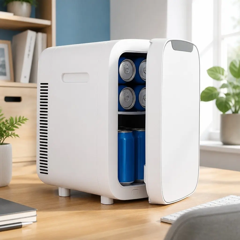 Portable Mini Fridge Compact White 12V 220V Electric Cooler and Warmer with Tempered Glass Front and Quiet Operation