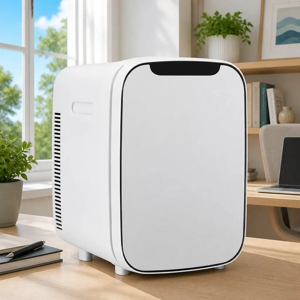 Portable Mini Fridge Compact White 12V 220V Electric Cooler and Warmer with Tempered Glass Front and Quiet Operation