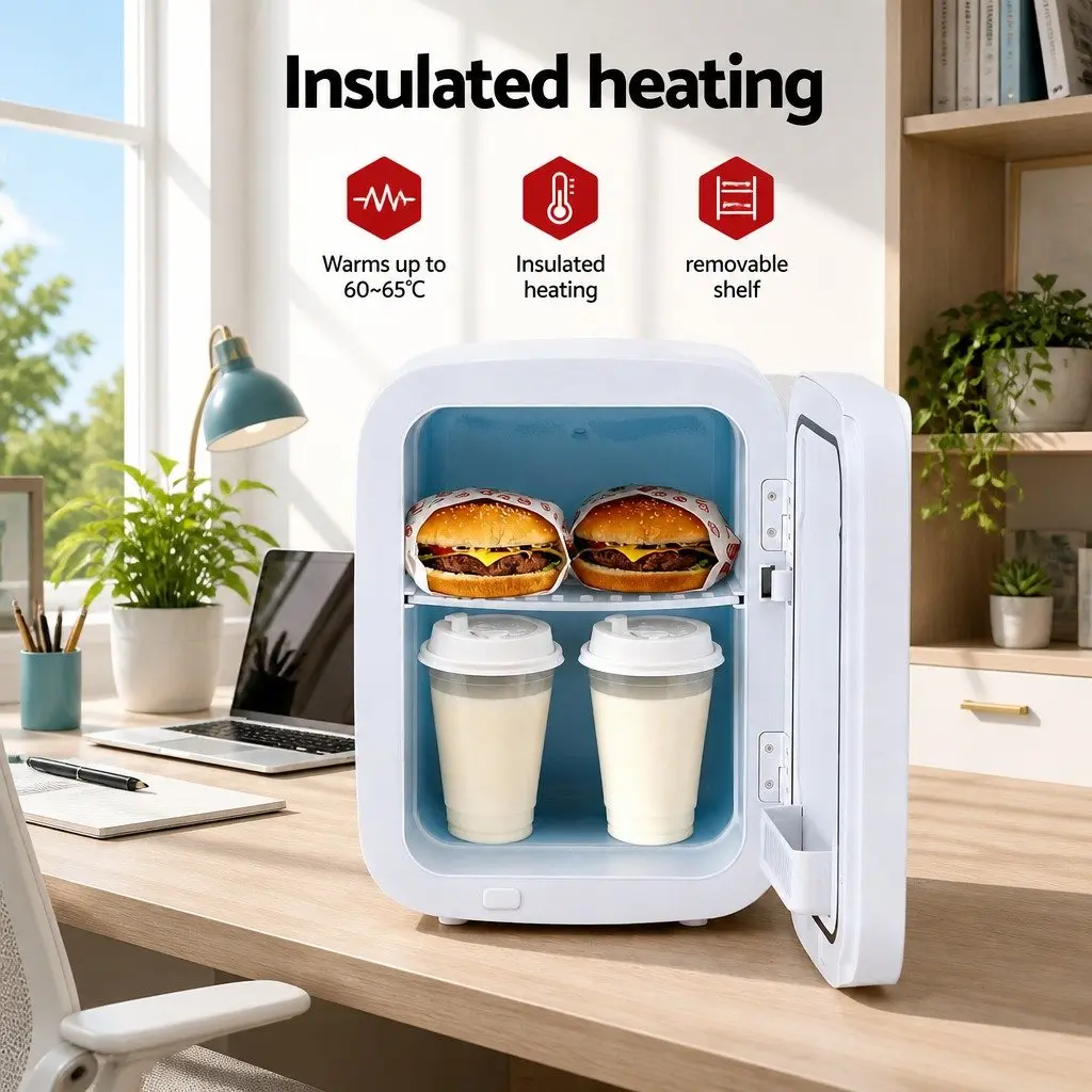 Portable Mini Fridge Compact White 12V 220V Electric Cooler and Warmer with Tempered Glass Front and Quiet Operation