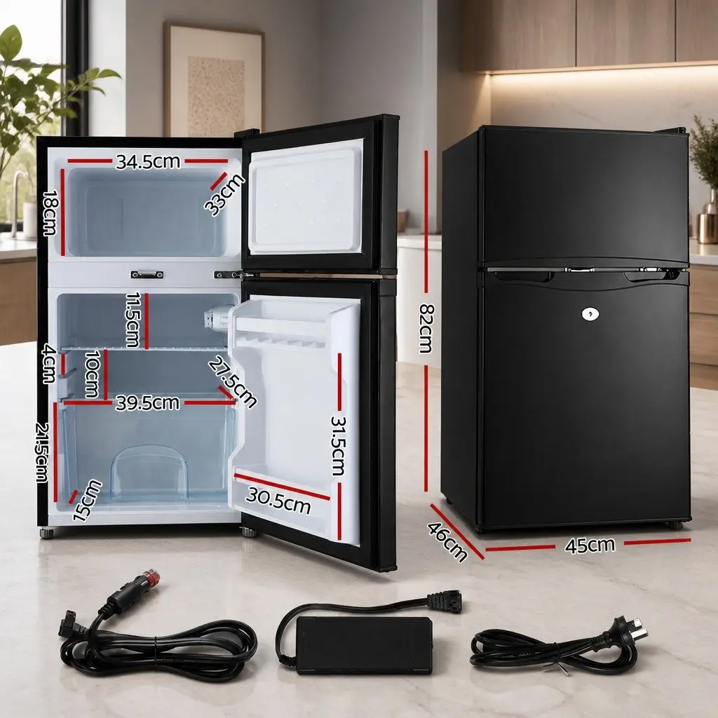 90L Portable Fridge Freezer Upright Black 12V 24V 240V for Camping Caravan Car Boat