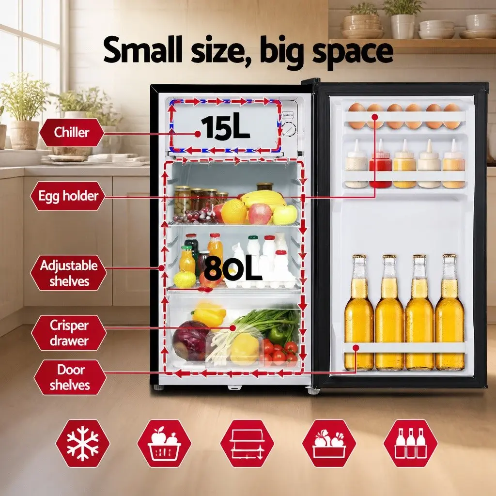 Portable Fridge Freezer 95L Upright Cooler Black 12V 24V 240V