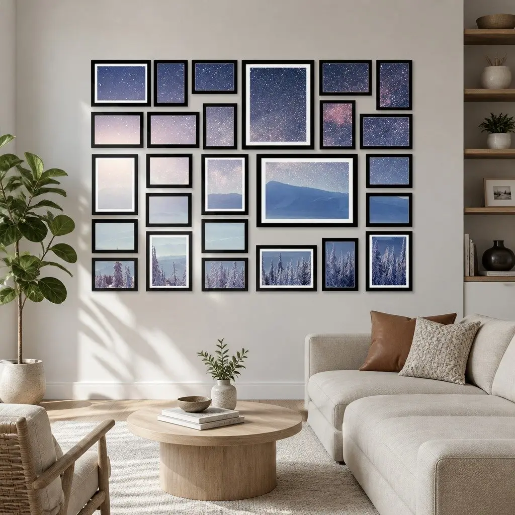 26 Piece Photo Frame Set Black Polymer Multiple Sizes 3.5x5 4x6 5x7 8x10 Wall Display