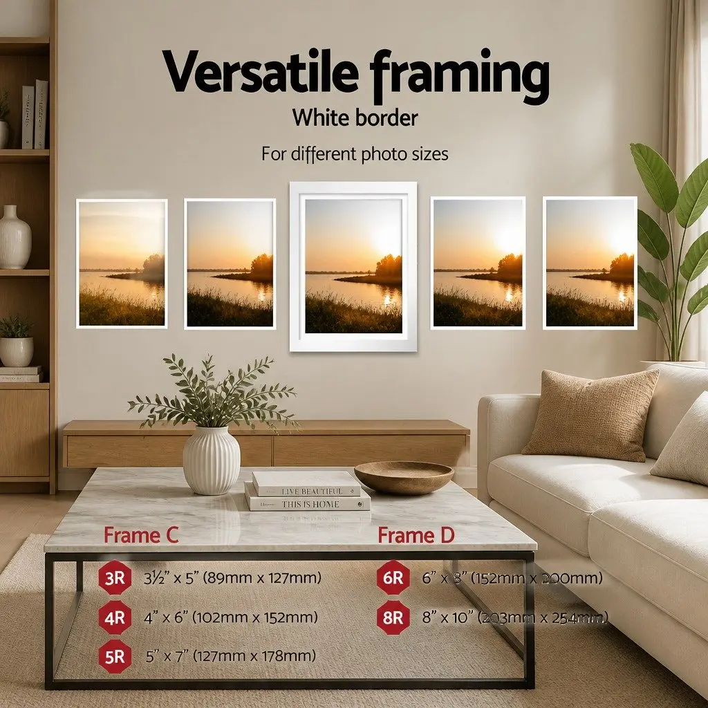 Photo Frame Set Polymer White 26 Piece Multiple Sizes 3.5x5 4x6 5x7 8x10
