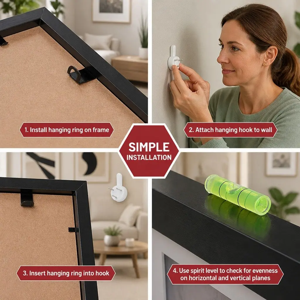 Photo Frame Set Polymer Black 30 Piece Multiple Sizes 3.5x5 4x6 5x7 8x10