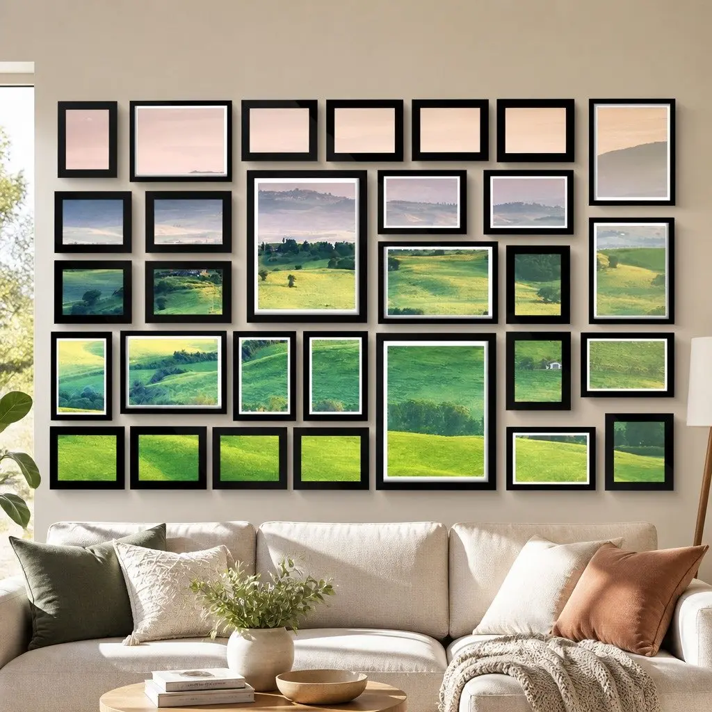 Photo Frame Set Polymer Black 30 Piece Multiple Sizes 3.5x5 4x6 5x7 8x10