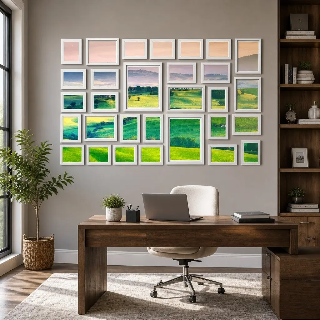 30 Piece White Photo Frame Set for Wall Display with Various Sizes in Portrait and Landscape Orientation