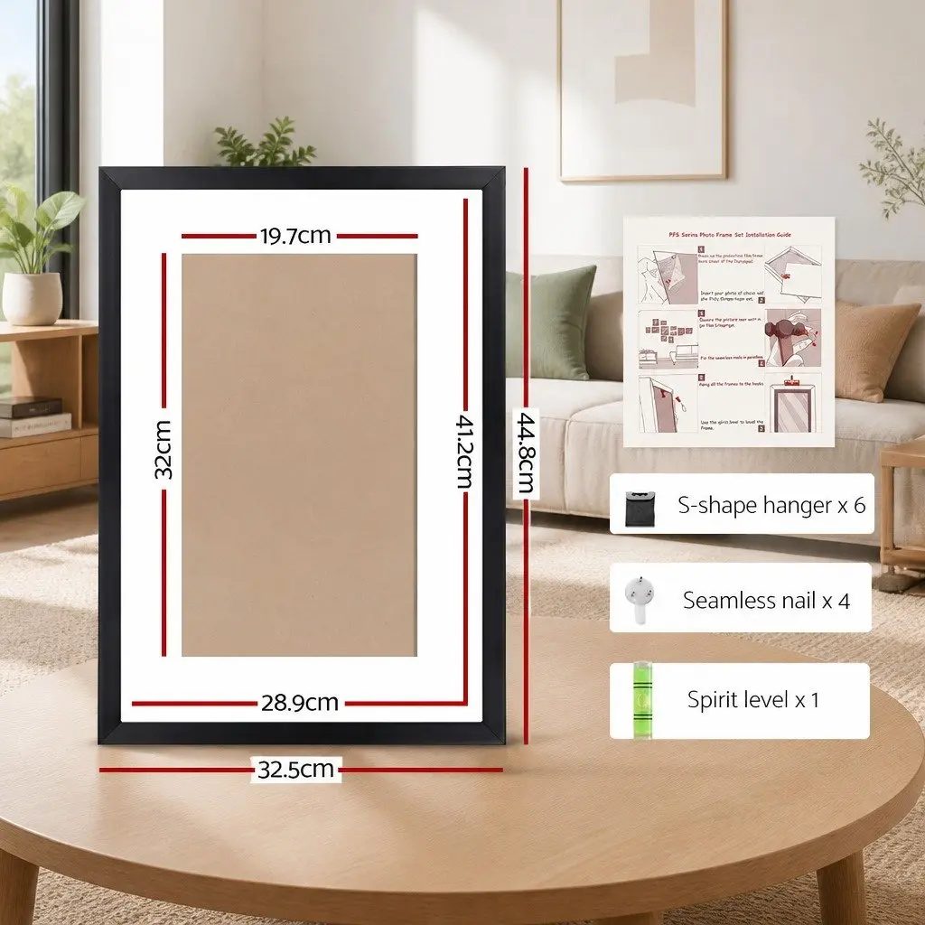 3 Piece A3 Rectangle Photo Frames Set Black Polymer Display for Home Decor