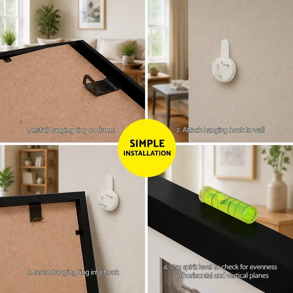 3 Piece A3 Rectangle Photo Frames Set Black Polymer Display for Home Decor