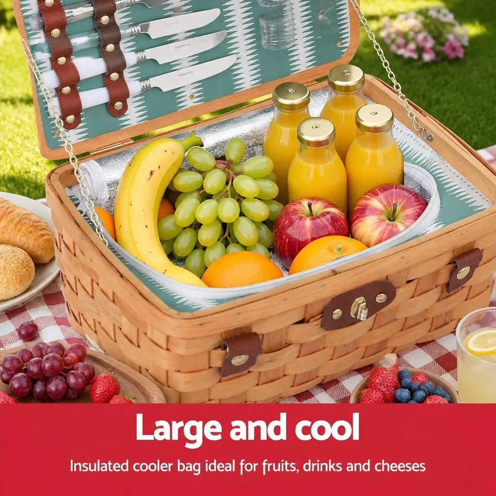 Picnic Basket Willow Outdoor Set 2 Person Cooler Bag Multicolour