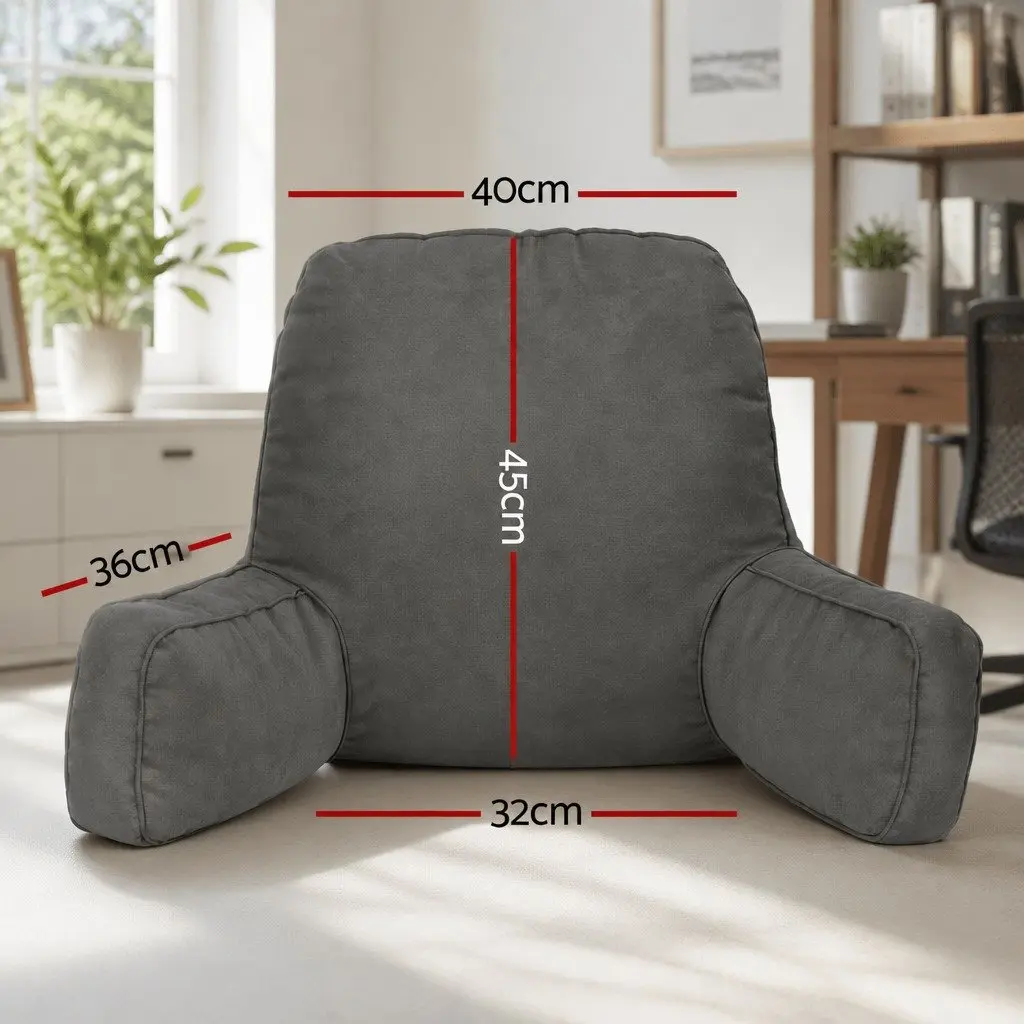 Reading Pillow Back Rest Lumbar Support Cushion Grey Faux Suede 49 x 49 x 15 cm