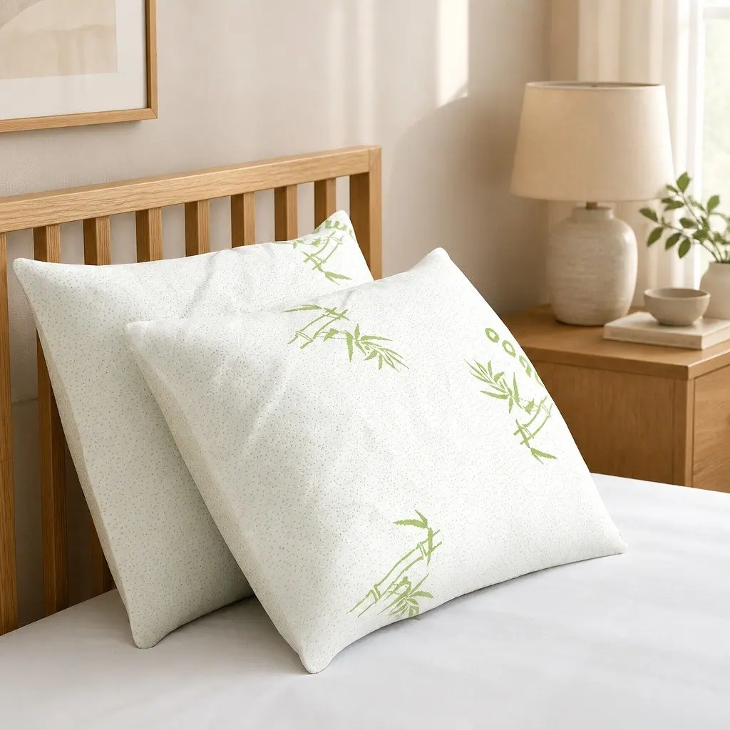 Bamboo Pillow Set 4 Pack Medium Firm Firm White Polyester Fibre Filling