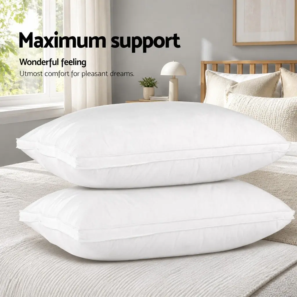 Duck Feather Down Pillow Cotton Standard Size White Twin Pack Neck Support