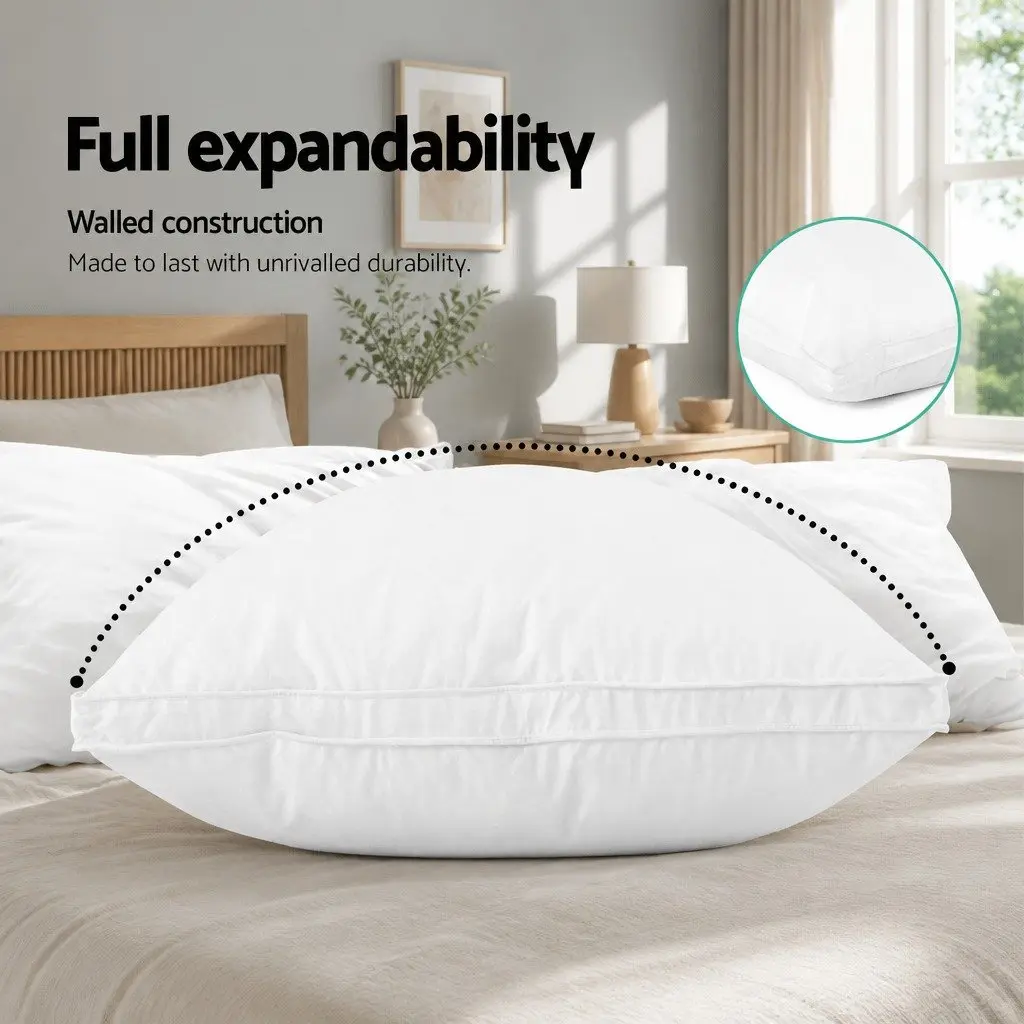 Duck Feather Down Pillow Cotton Standard Size White Twin Pack Neck Support