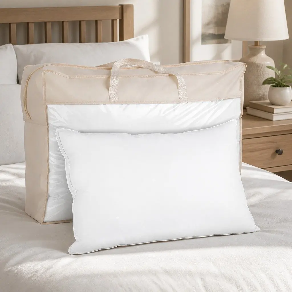 Duck Feather Down Pillow Cotton Standard Size White Twin Pack Neck Support