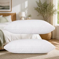 Goose Feather Down Pillow Twin Pack White Standard Size Head Neck Support Sleep