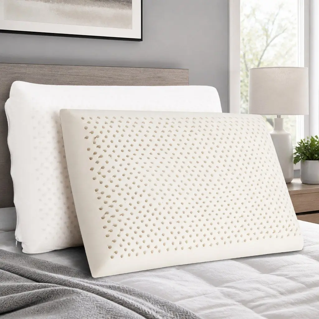 Latex Pillows White Set of 2 Natural Comfort Support Sleep Size Twin