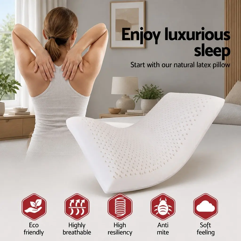 Latex Pillows White Set of 2 Natural Comfort Support Sleep Size Twin