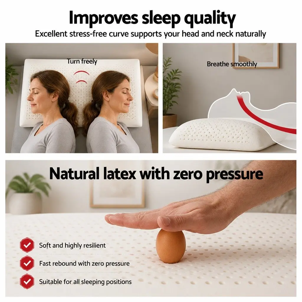 Latex Pillows White Set of 2 Natural Comfort Support Sleep Size Twin