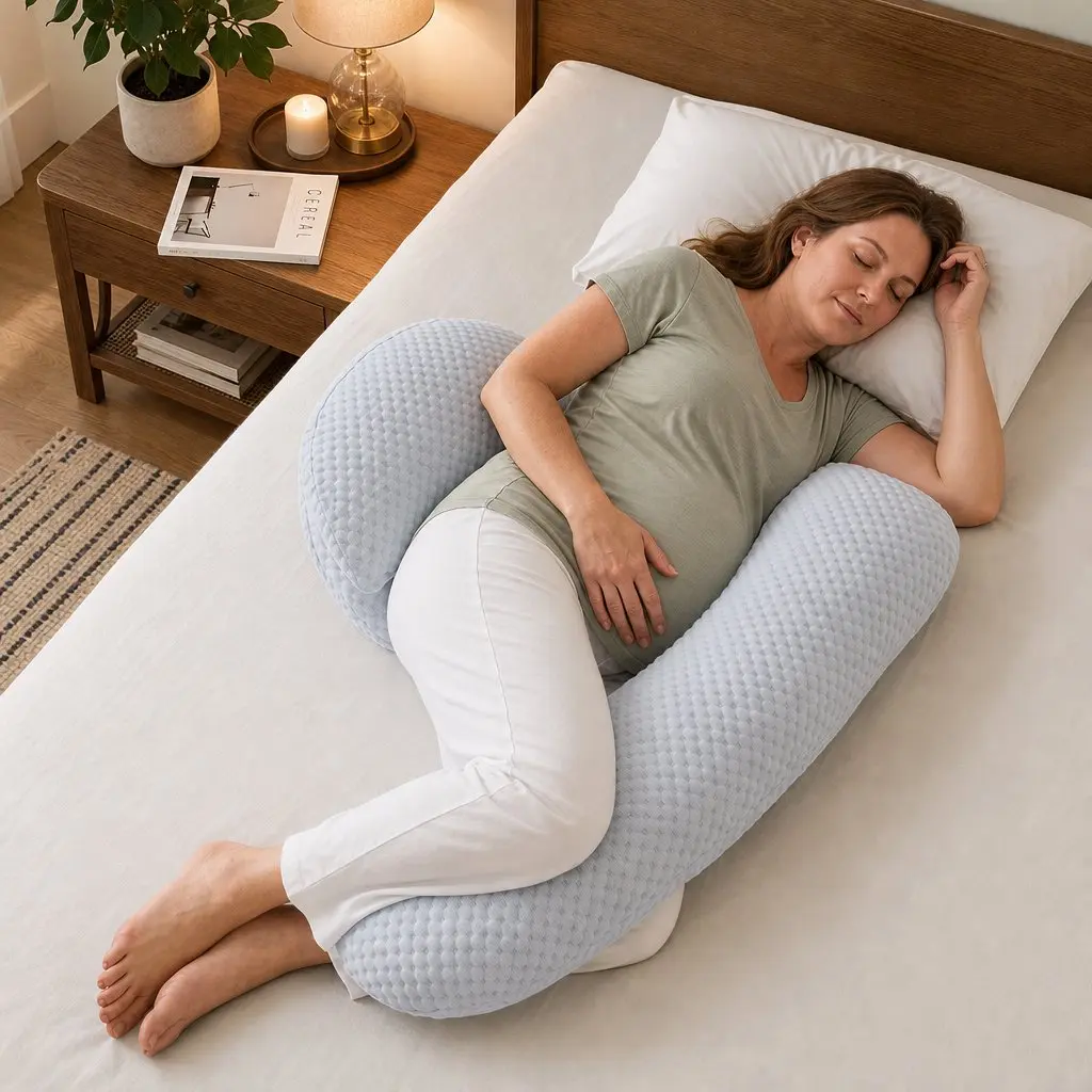 Cooling Body Pillow Adjustable Synthetic Fiber 37x87 cm Blue