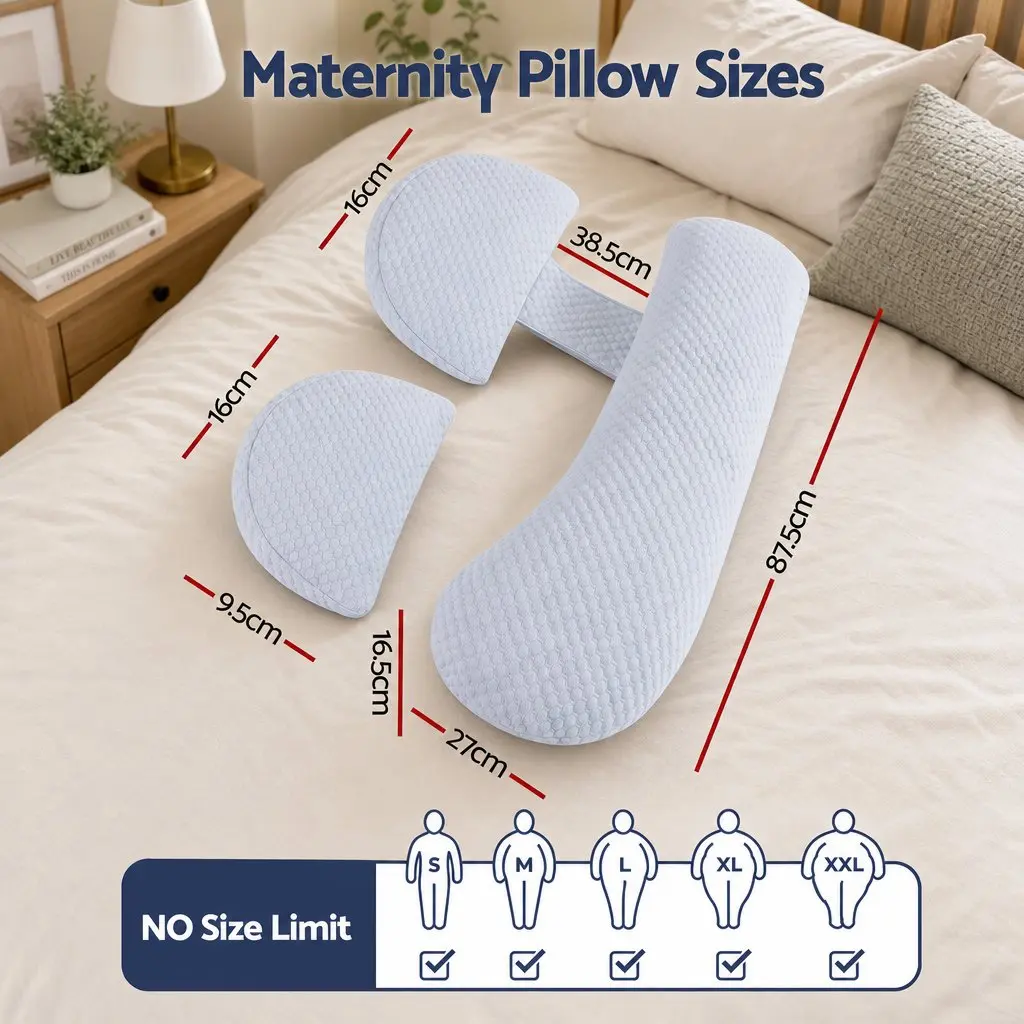 Cooling Body Pillow Adjustable Synthetic Fiber 37x87 cm Blue