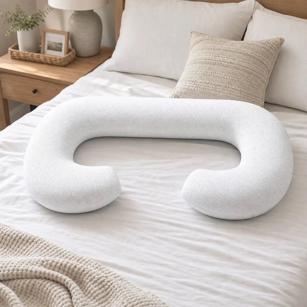 C-Shaped Pregnancy Pillow Bamboo Fiber Air Layer 80 x 140 cm White