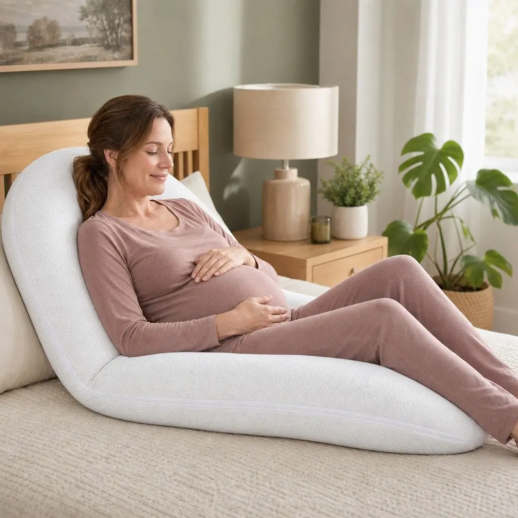 C-Shaped Pregnancy Pillow Bamboo Fiber Air Layer 80 x 140 cm White