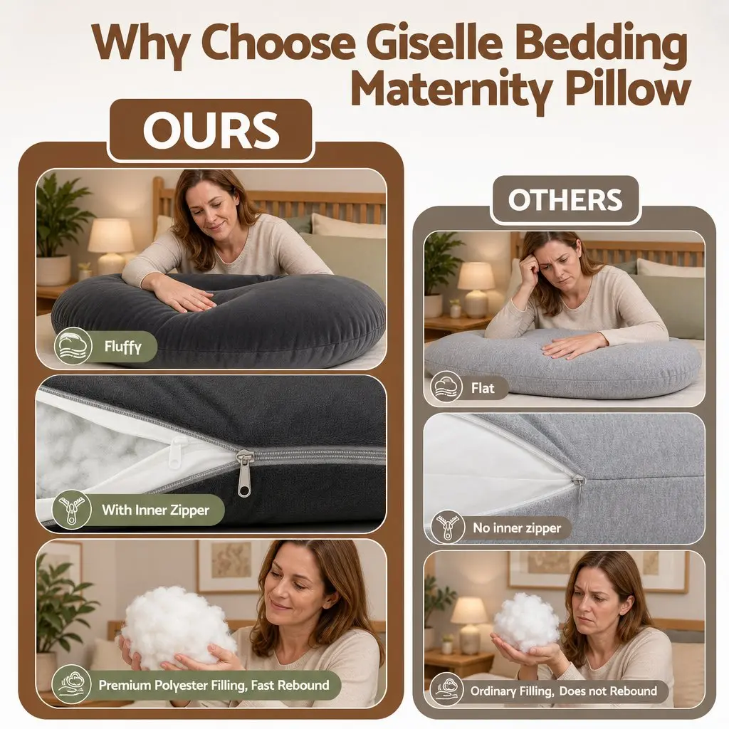 G Shaped Maternity Pillow Full Body Support Cushion Dark Grey Synthetic Fabric 131x70cm