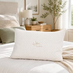 Memory Foam Pillow Twin Pack White Shredded Gel-Infused Bamboo Cover Neck