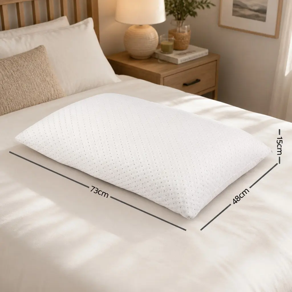 Memory Foam Pillow Neck Support Shredded Gel Infused Bamboo Cover Twin Pack White 73cm x 48cm