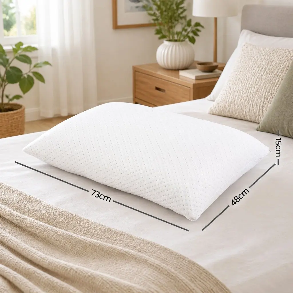 Memory Foam Pillow Neck Support Shredded Gel Infused Bamboo Cover Twin Pack White 73cm x 48cm
