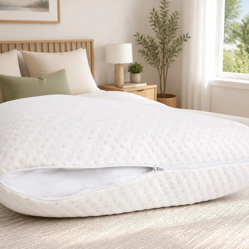 Memory Foam Pillow Neck Support Shredded Gel Infused Bamboo Cover Twin Pack White 73cm x 48cm