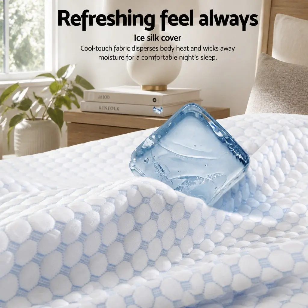 Contour Pillow Gel Infused Memory Foam 60cm x 40cm Cool Touch Ice Silk Cover White