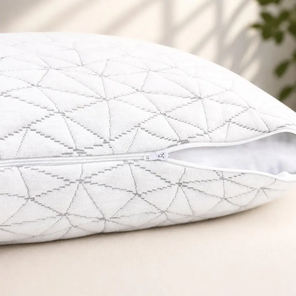 Memory Foam Pillow King Size Twin Pack White Gel-Infused Shredded Foam